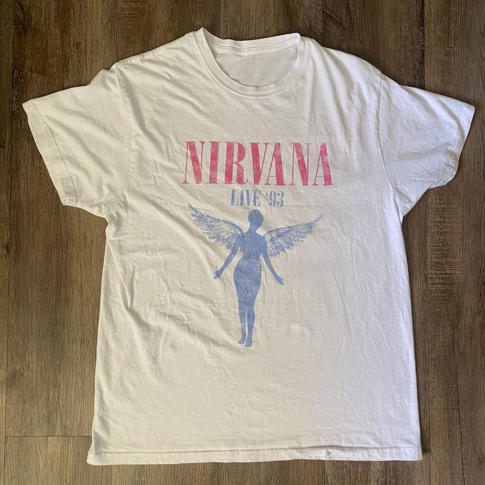 Nirvana Live 93 White Short Sleeve T-Shirt Unisex Size XL